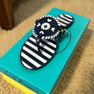 NWOT Jack Rogers Striped Georgica Jelly Sandals in Midnight/White
